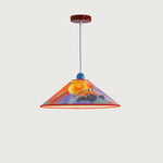 Modern Creative Cone Oil Painting Iron Fabric 1-Light Pendant Light For Living Room