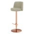 Contemporary Luxury Round Leather Height Adjustable Swivel Bar Stool Low Back Footrest For Dining Room