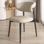 Contemporary Nordic Square Leather Metal Frame Dining Chair Backrest Armless For Dining Room