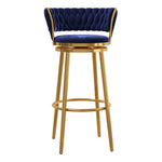 Contemporary Luxury Round Velvet Upholstered Swivel Bar Stool Backrest Footrest For Dining Room