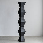 Traditional Japanese Wabi-sabi Wood Geometric Design End Table For Living Room