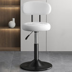 Contemporary Luxury Round Leather Upholstered Swivel Bar Stool Height Adjustable Footrest For Dining Room