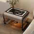 Contemporary Simplicity Smart Sensing Glass Top Wood Side Table 2-Tier Drawer For Living Room