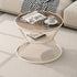 Modern Minimalist Round Hourglass Shape Glass Iron Coffee Table 2-Tier For Living Room