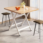 Modern Simple Square Density Plate Steel Pipe Dining Table For 4 Seats