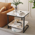 Modern Minimalist Square Rock Slab Metal Side Table 2-Tier For Living Room