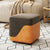 Modern Minimalist Square Napa Leather Solid Wood Low Stool Backless Armless For Living Room