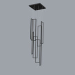 Modern Minimalist Iron Aluminum Silica Rectangular Square Ceiling Plate LED Chandelier For Stairway