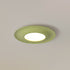 Contemporary Scandinavian Macaron Fiberglass Iron Round LED Flush Mount Ceiling Light For Bedroom