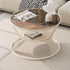 Modern Minimalist Round Hourglass Shape Glass Iron Coffee Table 2-Tier For Living Room