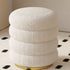 Modern Minimalist Cylinder Lambswool Fabric Metal Vanity Stool For Bedroom