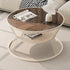 Modern Minimalist Round Hourglass Shape Glass Iron Coffee Table 2-Tier For Living Room