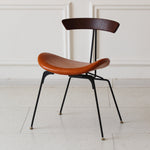 Contemporary Industrial Ant Arch Wood Rebar Leather Fabric Sponge Dining Chair Backrest For Dining Room