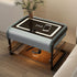 Contemporary Simplicity Smart Sensing Glass Top Wood Side Table 2-Tier Drawer For Living Room