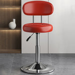 Contemporary Luxury Round Leather Upholstered Swivel Bar Stool Height Adjustable Footrest For Dining Room