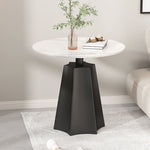 Modern Simplicity Round Hexagon Slate Carbon Steel End Table 1-Tray For Living Room