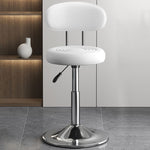 Contemporary Luxury Round Leather Upholstered Swivel Bar Stool Height Adjustable Footrest For Dining Room