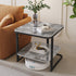 Modern Minimalist Square Rock Slab Metal Side Table 2-Tier For Living Room