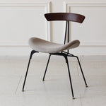 Contemporary Industrial Ant Arch Wood Rebar Leather Fabric Sponge Dining Chair Backrest For Dining Room