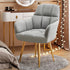 Modern Luxury Velvet Upholstered Metal Tapered Legs Vanity Stool Backrest Armrest For Bedroom