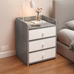 Modern Minimalist Rectangular Desktop Density Board Nightstand 1/2/3-Drawer For Bedroom