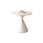 Modern Minimalist Round Cone Wood Steel End Table 1-Tier For Living Room