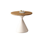 Modern Minimalist Round Cone Wood Steel End Table 1-Tier For Living Room