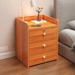 Modern Minimalist Rectangular Desktop Density Board Nightstand 1/2/3-Drawer For Bedroom