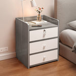 Modern Minimalist Rectangular Desktop Density Board Nightstand 1/2/3-Drawer For Bedroom