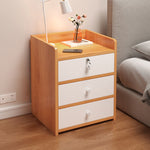 Modern Minimalist Rectangular Desktop Density Board Nightstand 1/2/3-Drawer For Bedroom