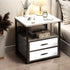 Contemporary Scandinavian Rectangular Cutout Wood Nightstand 1/2 Drawer For Bedroom