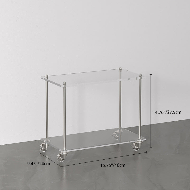 Contemporary Creative Rectangular Acrylic Steel Side Table 2/3-Tier For Living Room