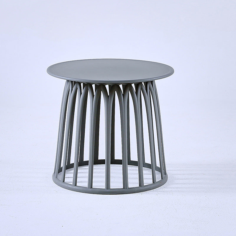 Contemporary Scandinavian Round Skeleton Column PP Side Table 1-Tier For Living Room