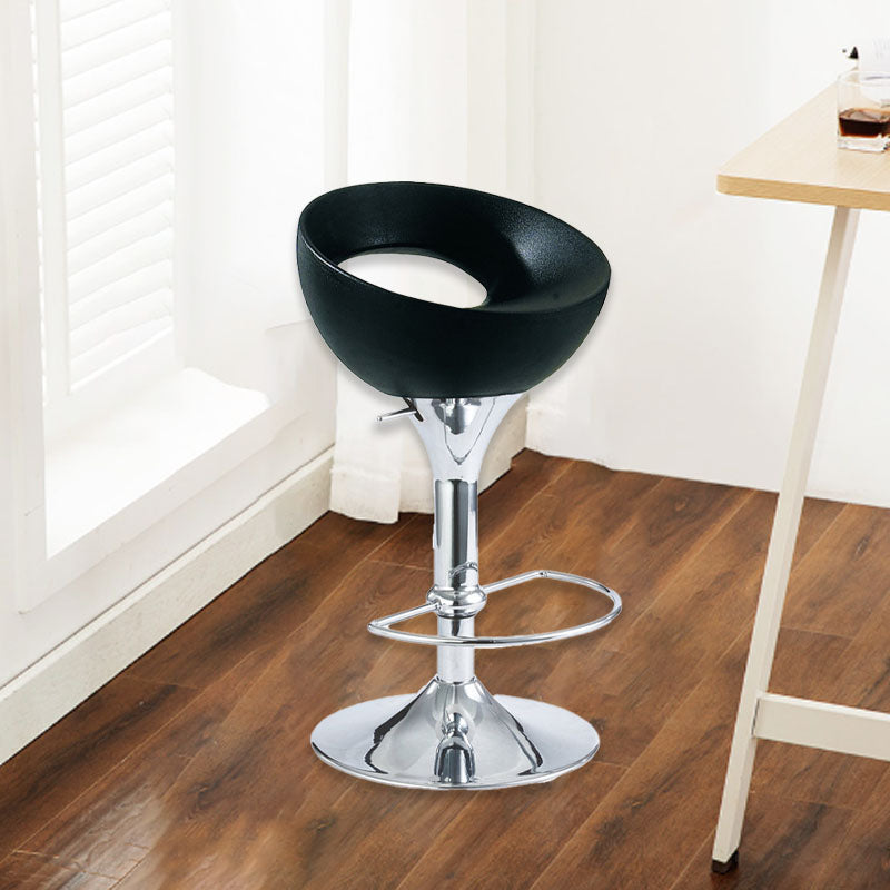 Modern Simplicity Iron ABS Round Bowl Hollowed Bar Stool Footrest Swivel For Kitchen