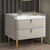 Modern Simplicity Rectangular Slab Leather Pine Wood Carbon Steel Nightstand 2-Drawer For Bedside