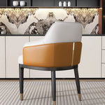 Modern Luxury Square Bent Leather Metal Dining Chair Backrest Armless For Dining Room