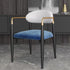 Modern Minimalist Oval Square Right Angle Velvet Fiberglass Dining Chair Backrest Arm For Dining Room