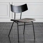 Contemporary Industrial Curved Square PU Leather Iron Dining Chair Backrest Armless For Dining Room