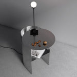 Modern Minimalist Round Stainless Steel End Table 2-Tier For Living Room