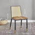 Contemporary Scandinavian Square Bent Leather Bamboo Rattan Dining Chair Backrest Armless For Dining Room