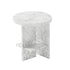 Contemporary Nordic Round Crossed Base Travertine Chrysoprase Side Table 2-Shelf For Bedside