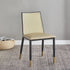 Contemporary Scandinavian Square Bent Leather Bamboo Rattan Dining Chair Backrest Armless For Dining Room