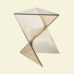 Modern Minimalist Geometric Corner Triangle Marble Glass Wood End Table 1-Tier For Living Room