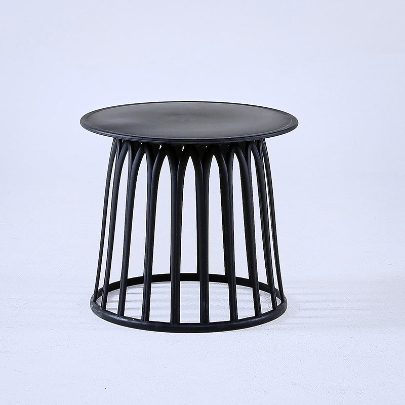 Contemporary Scandinavian Round Skeleton Column PP Side Table 1-Tier For Living Room