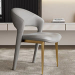 Modern Luxury Curve Square Leather Metal Dining Chair Backrest Armless For Dining Room