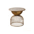 Traditional Vintage Round Half Column Wood Metal Coffee Table 1-Tier For Living Room