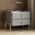 Modern Luxury Rectangular Solid Wood Rock Slab Leather Nightstand 2-Drawer For Bedroom