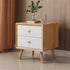 Modern Minimalist Square Rubberwood Solid Wood Nightstand 1/2 Drawer For Bedroom