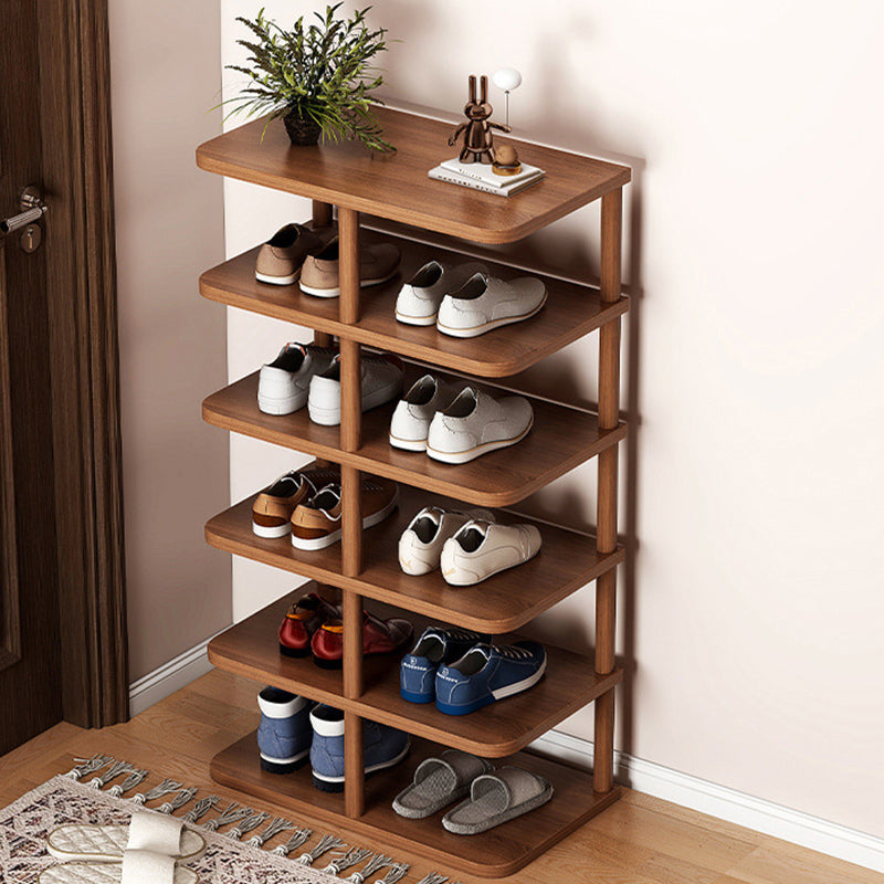 Modern Minimalist Rectangular Cylinder PVC Wood Shoe Storage 6/7 Tier For Entryways