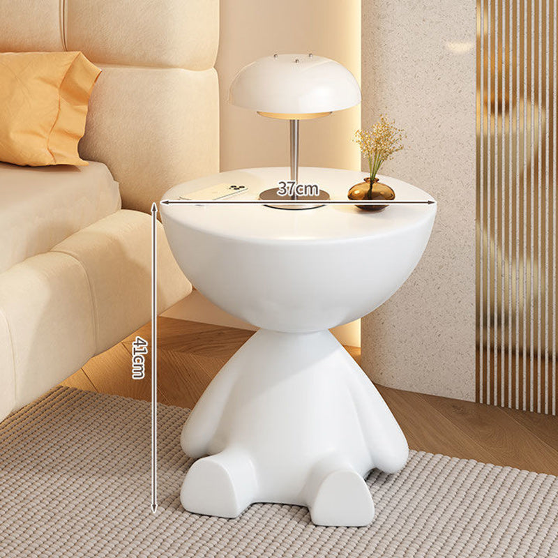 Modern Minimalist Round Small Flat PE End Table 1-Tier For Living Room